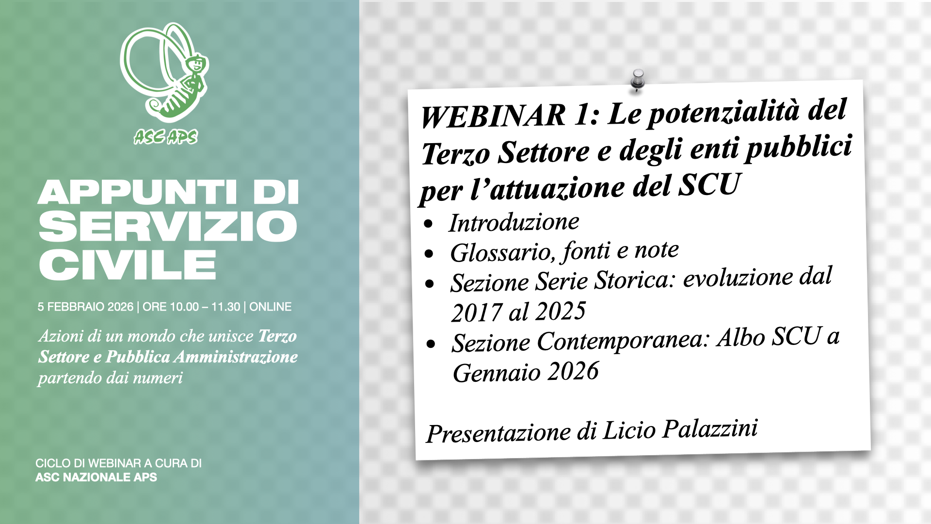 locandina webinar Appunti di Servizio Civile