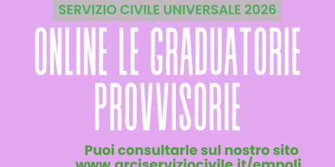 PUBBLICATE LE GRADUATORIE PROVVISORIE BANDO SERVIZIO CIVILE UNIVERSALE 2026-2027