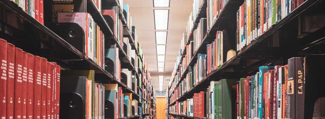 Scaffali di una biblioteca
